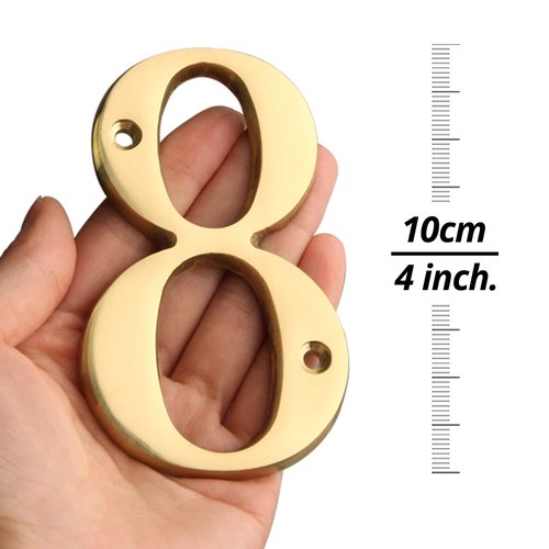 HASWARE House Number Sign 4 inch (10 cm) Polished Brass Finish Stylish Curvy Modern Door Numbers Signage Plaque Street Home Address Numerals(1, Brass)