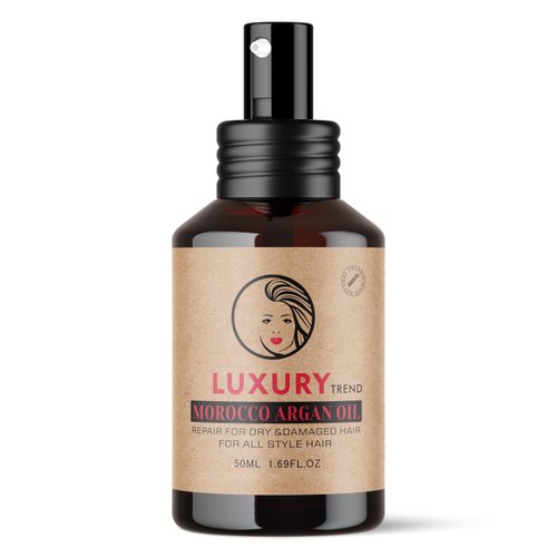 LUXURY TREND Pure Morocco Argan Oil - Nourishing Hair Oil for Silky, Frizz-Free Locks - Vitamin E & Fatty Acids Rich, Sulfate-Free Treatment for All Hair Types, 1.69 Oz