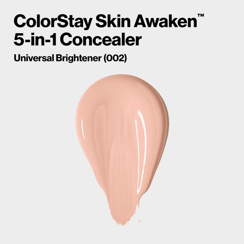 Revlon ColorStay Skin Awaken 5-in-1 Concealer, Lightweight, Creamy Longlasting Face Makeup with Caffeine & Vitamin C, For Imperfections, Dark Circles & Redness, 002 Universal Brightener, 0.27 fl oz