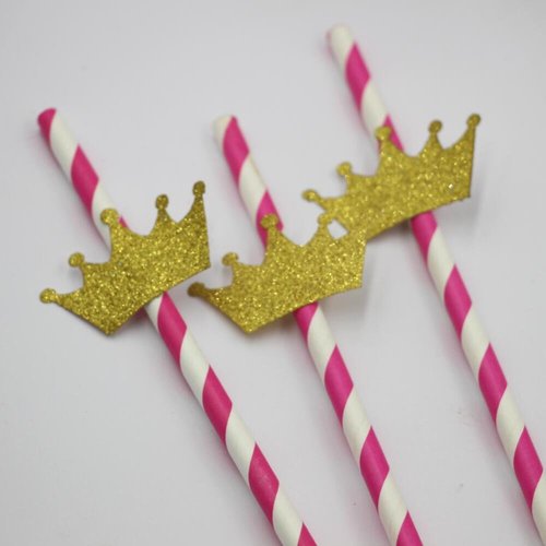 Mybbshower Glitter Gold Tiara Stickers Princess Birthday Party Envelope Sealing Stickers Crown Nursery1 4/5 Inch Pack of 100