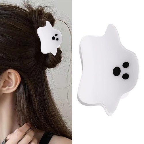 Halloween Hair Claw Clips for Girls White Ghost Hair Clips for Women Ghost Claw Clip for Thick Thin Hair Jaw Clips Halloween Hair Accessories for Women Girls Shark Hair Clips Claw