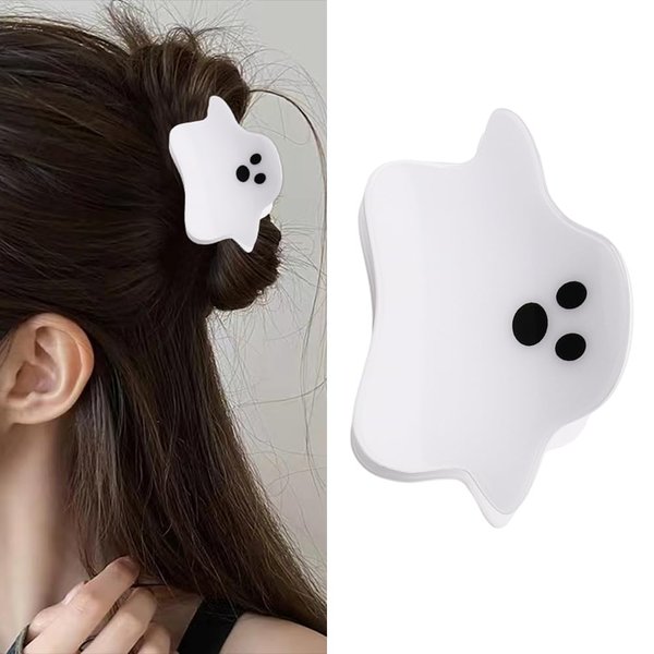 Halloween Hair Claw Clips for Girls White Ghost Hair Clips for Women Ghost Claw Clip for Thick Thin Hair Jaw Clips Halloween Hair Accessories for Women Girls Shark Hair Clips Claw