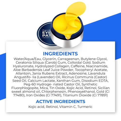 Gold Under Eye Patches For Puffy Eyes And Dark Circles - Overnight eye patches for Anti-Aging with Collagen & Hyaluronic Acid -Under Eye Mask for Removing Dark Circles, Puffiness & Wrinkles