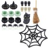 IMIKEYA 25PCS/Set Halloween Miniature Ornaments Mini Figurine Fake Spider Halloween Witch Hat Broom Halloween Miniature Dollhouse Accessories DIY Halloween Decor Party Favor