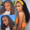 Curly Headband Wig Human Hair None Lace Front Curly Wigs for Black Women Human Hair Glueless 100% Brazilian Virgin Hair Machine Made Head Band Wig 150% Density