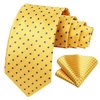 HISDERN Mens Yellow Polka Dot Ties and Pocket Square Set Woven Silk Necktie & Handkerchief for Men Business Party