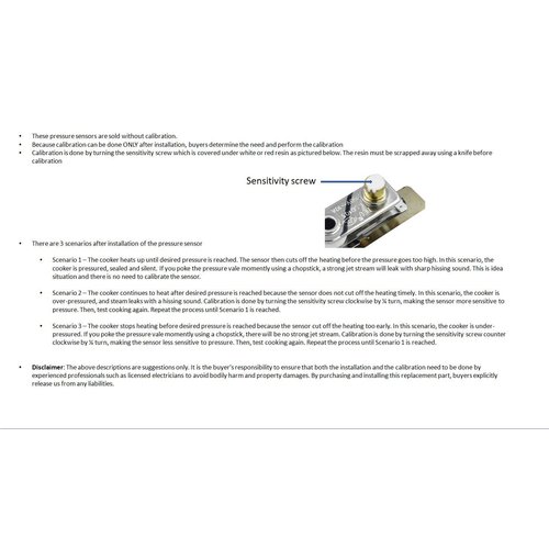Generic Electric Pressure Cooker Pressure Sensor or Switch Works (Type Dual)