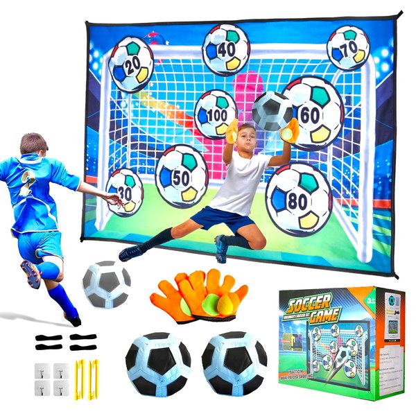 HOKAWII Soccer Ball Game Set with Goalkeeper's Gloves for Young Soccer Lovers Indoor Outdoor Backyard Sport Toy Portable Easy-to-Put up Present for 3 4 5 6 7 Year Old Kids Boys Girls Birthday