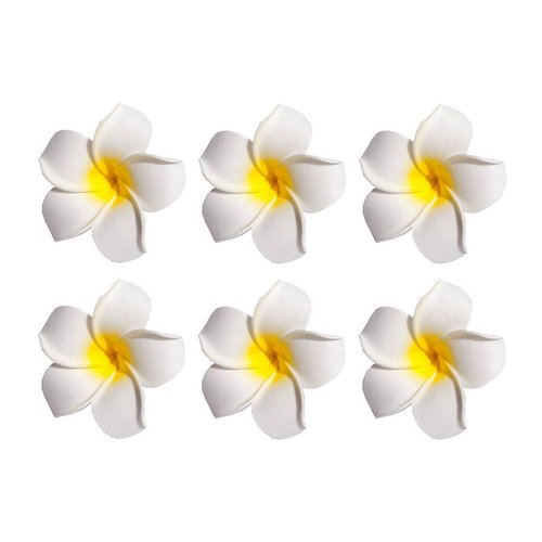 12PCS Diameter 2.36inch Hawaiian Hawaii Plumeria Foam Flower Alligator Hair Clips Hair Clasp Hair Holder Barrettes Hair Pins For Women Lady Girls (Yellow)
