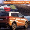 Cakubor Truck Bed Cargo Net, 3'x4' Stretches to 8'x10', for Pickup Truck Bed, 4"x4" Mesh Super Duty Bungee Cargo Net with 24 Pieces Universal Hooks