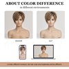 EMMOR HD Lace Front Wig, Pixie Cut Wig Human Hair Wigs with Bangs Natural Short Wig Layered Wavy Different Style Short Wigs for White Women - Ombre Ash Blonde