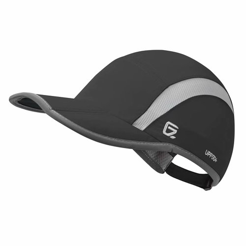 GADIEMKENSD Foldable Run Hat Reflective Baseball Cap Quick Drying Sports Hat for Men Woman Adjustable 50+ UPF Breathable Mesh Water Repellency Outdoor Race Performance Lightweight Black