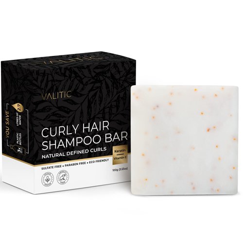 VALITIC Curl Defining Shampoo Bar for Frizzy, Curly Hair - Vegan, Eco-Friendly with Vitamin C & Keratin
