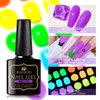 MSRUIOO Glow in the Dark Gel Nail Polish, 6 Colors Luminous Neon Gel Polish Set Fluorescent Bright Colors Hot Pink Yellow Purple Glow Effect Soak Off UV Gel Polish for DIY Nail Art Design