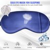 Cavoilu Cooling Sleep Mask w/Gel Eye Mask, Silk Eye Mask for Sleeping, Heated Eye Masks, Blindfold Eye Cover Sleeping Mask for Home Office Travel, Gifts for Men Women, Stocking Stuffers (Blue)