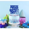 Bruh It's My Birthday Cake Topper, Happy Birthday Bro, Funny Humor Birthday Party Decorations Supplies for Men Kids Boy, Blue Glitter