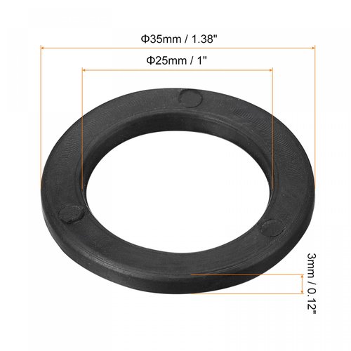 uxcell Dumbbell Washer, 5Pcs 25mm x 35mm x 3mm Flat Rubber Washers for Barbell Dumbbell Black