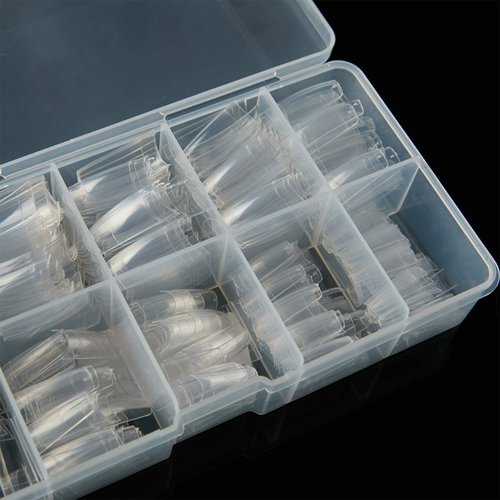 French Acrylic False Nail Tips, 500PCS Fake Nail Shape Artificial False Nails Tips 10 Sizes with Case for Nail Art Salons (Clear)