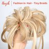 HOOJIH Messy Bun Hair Piece, Super Long Tousled Updo Hair Bun Extensions Wavy Hair Wrap Ponytail Hairpieces Hair Scrunchies with Elastic Hair Band for Women HB007 Grace - Blonde Mixed