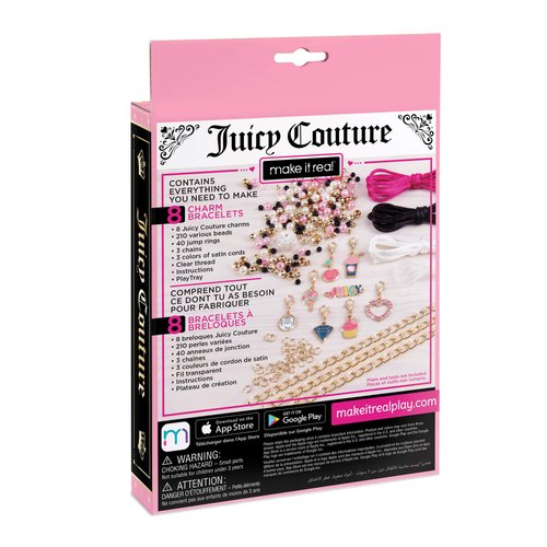 Make It Real - Juicy Couture Pink and Precious Bracelets - DIY Charm Bracelet Making Kit - Friendship Bracelet Kit with Charms, Beads & Cords - Arts & Crafts Bead Kit for Girls - Makes 8 Bracelets