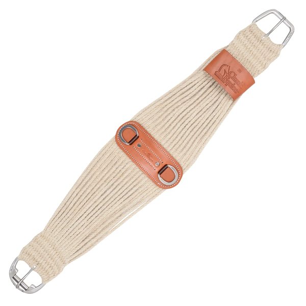 Classic Equine 100% Mohair Roper Cinch 27-Strand with Leather Center, Natural, 26-inch