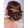 Kercisbeauty Red Rose Burgundy Hair Comb for Brides Wedding Bridal Vintage Headband Burgundy Floral Comb Festival Headpiece Women Girls Party