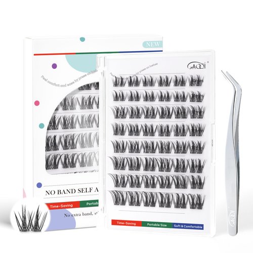 GAQQI Self Adhesive Eyelashes Clusters, No Glue Lash Clusters 10-16mm Dense & Volume Spiky Cluster Lashes, No Band Press On Lashes, More Comfortable & Stronger Hold (Twin）