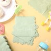 Kosiz 100 Sheets Sage Green Scalloped Baby Shower Napkins Cocktail Napkins for Girls and Boys 5 x 5 In Disposable Decorative Dinner Napkins Thick Paper Baby Shower Napkins for Party Decoration, 2 Ply