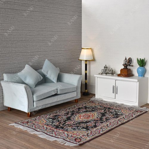 iLAND Miniature Dollhouse Accessories Victorian of Woven Dollhouse Rug 9.4” x 5.7” 9.2" x 1.8" for Dollhouse Furniture on 1/12 Scale and Dolls 3” - 12” (2pcs Time)