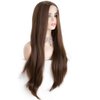 Kalisa Brown Lace Front Wigs Brown High Density Synthetic Wig Long Straight Brown Natural Color Glueless Wig Brown Wigs for Women Heat Resistant Fiber Soft Wigs for Daily Party 26Inch