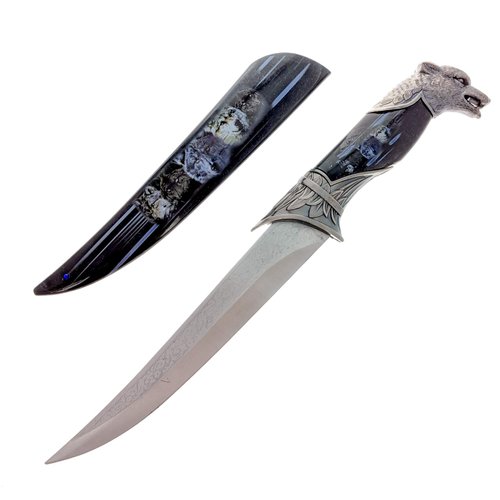 ASR Outdoor 13.5 inch Wolf Fixed Blade Collector's Hunting Knife with Ornamental Scabbard
