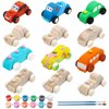 Wooden Cars Unfinished Wood Crafts DIY Craft Wood Kit for Student Family Activities Arts and Crafts Kit for Kids (12 PCS)