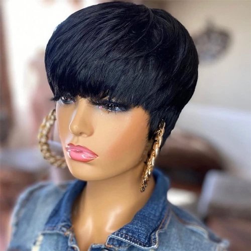 RUISENNA Pixie Cut Wig Human Hair Wigs For Black Women Short Layered Pixie Cut Wigs For Black Wom...