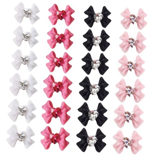 Beavorty 40pcs Bow Nail Decoration Pink Accessories Resin Jewelry Dark Pink Bow Tie 3D Bow Nail Art Ribbon Bowknot Ornament Manicure DIY Charms Nail Art Jewelry Bow Charms Nail Art Supplies