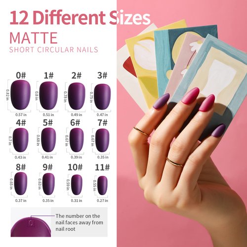 LEOBRO Oval Short Press on Nails, 360PCS Fit Nicely & Natural Matte Short Press on Nails Almond, Lightweight Oval Almond Fake Nails Press On False Nails Full Cover, Press on Nails Short, 12 Sizes