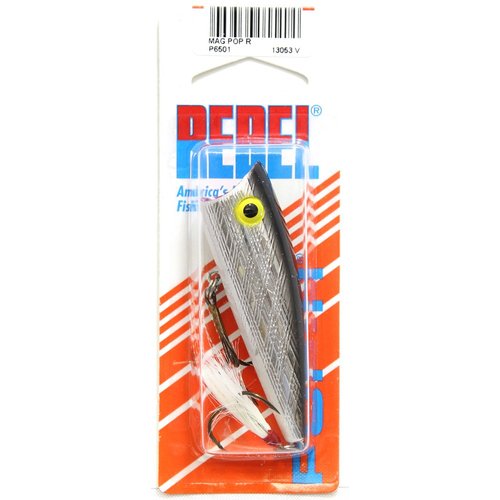 Rebel Lures Pop-R Topwater Popper Fishing Lure, Silver/Black, Magnum Pop-R (1/2 oz), One Size, 3"