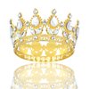 YARIEW Small Gold Crown for Little Girls Flower Bouquets Accessories Rhinestones Wedding Cake Topper Birthday Crown for Kids Cake Decorations Bridal Costume Hair Accessories Gifts