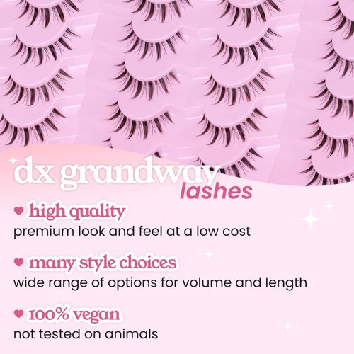 Anime Lashes Korean Japanese Look Like Asian Natural Look False Eyelashes Manga Lashes Mink Wispy Fluffy Spiky 3D Volume Eyelashes Pack Cosplay Fake Eyelashes Individual Cluster 5 Pairs LK02 by dxg