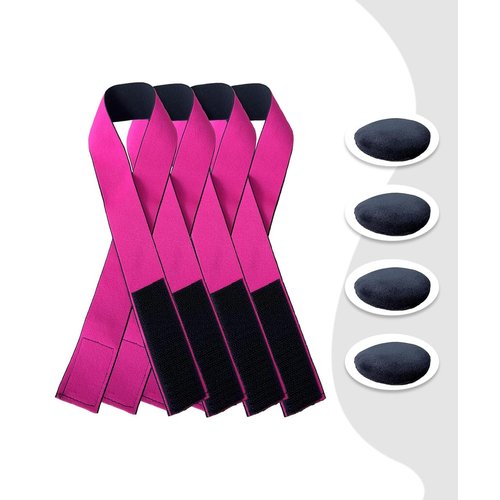 Tailsmart 4 Pcs Elastic Bands for Wig (Rose Red),Lace Melting Band with Ear Covers, Wig Bands for Keeping Wigs in Place.