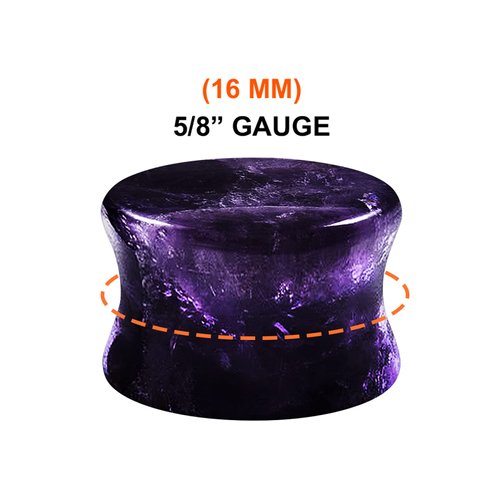 BanaVega 2PCS Organic Stone Amethyst 5/8'' (16mm) Double Flared Saddle Ear Stretcher Gauge Plugs Lobe Earring Piercing Jewelry 7959