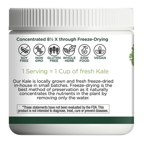 Eclectic herb Raw Fresh Freeze-Dried Kale Whole Food Powder | 3.2 oz (90 g)