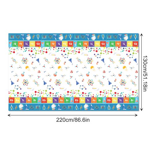 CC HOME 1 Pack Science Laboratory Plastic Tablecloth 54 x 87 Inch Long Rectangular Table Cover for Buffet,Birthday Party Holiday Dinner,Picnic or Tablecloth for Kitchen Event Use