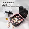 KOVIUU Daily Pill Box 4 Times a Day, Small Pill Case, Travel Pill Organizer, 4 Compartments Compact Portable Pill Container Holder for Vitamin, Medicine, Supplement, Fish Oil, Pink