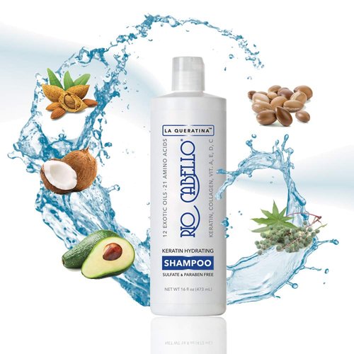Keratin Hydrating Shampoo is Sulfate Free - Infused with Argan (Moroccan) Oil, 12 Exotic Oils, 21 Amino Acids, Biotin, Keratin, Collagen, & Vitamins - All Hair Types