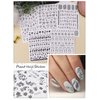 EBANKU 16 Pcs Black and White Nail Art Stickers - 3D Self-Adhesive Decals with Retro Leaf and Flower Designs for Acrylic Nail DIY Decoration - Ideal for Women and Girls