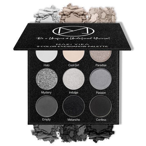 MAKI YIKA Black Grey Smokey Eyeshadow Palette, Matte Black White Gray Silver Smoky Eye Shadow, 9 Colors Black Eyeshadow Long Lasting Eye Makeup For Goth Look (Black)