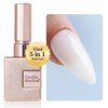 Double Rhythm 5 in 1 Milky Whtie Gel Nail Polish, Nail Strengthener Gel in a Bottle for Nail Thickening Extension Hard Glue Led UV Lamp (A-8 in 1-02)
