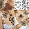31 Sheets Indian Black Temporary Tattoos for Women Girls Adults Arm, Bohemia Lotus Tribal Skull Lion Elephant Fake Tattoo Stickers Feather Moon Snake