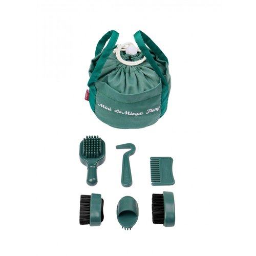 LeMieux Toy Pony Grooming Kit Sage - Includes Brushes, Curry Comb, Sponge, Tangle Tidy & Hoof Pick - Store in Mini Drawstring Grooming Bag - Suitable for Ages 3+