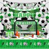 PIXHOTUL Soccer Party Decorations - 3 Pcs Rectangle Soccer Tablecloths, 8 Pcs Foil Soccer Balloons Soccer Field Disposable Table Cover for Sports Event Game Day Soccer Birthday Party Supplies